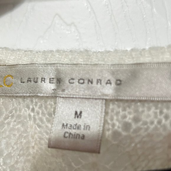 Lauren Conrad, white long sleeve, sheer crewneck sweater, women’s size medium 15 - Picture 2 of 5